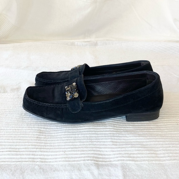 Stuart Weitzman Black Suede Loafers - Picture 4 of 16